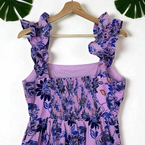 🆕 J. Crew Smocked Square Neck Poplin Midi Floral Dress - Picture 8 of 10